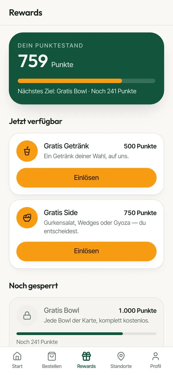 NOVA BOWL (Beispielmarke): Prämien, die mit Punkten eingelöst werden